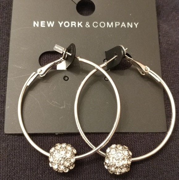New York & Company Jewelry - Glittering Hoop Earrings-Silver